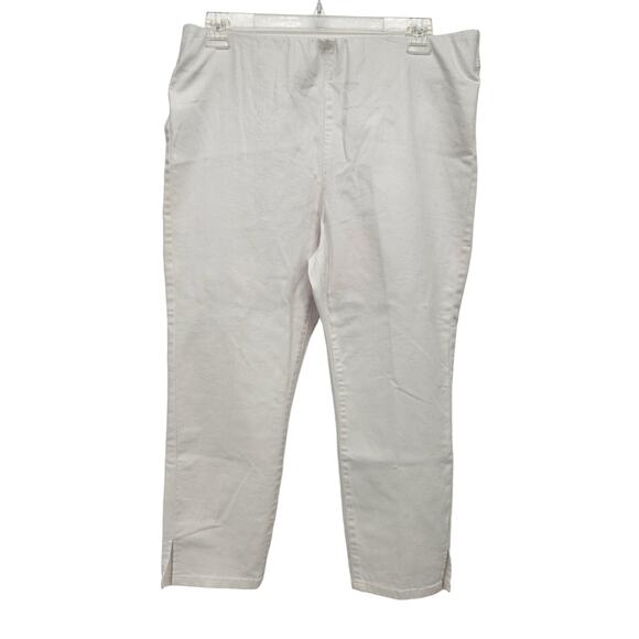 Soft Surroundings Denim - Soft Surroundings White Denim Elastic Waistband Pull on Cropped Jeans Women's XL